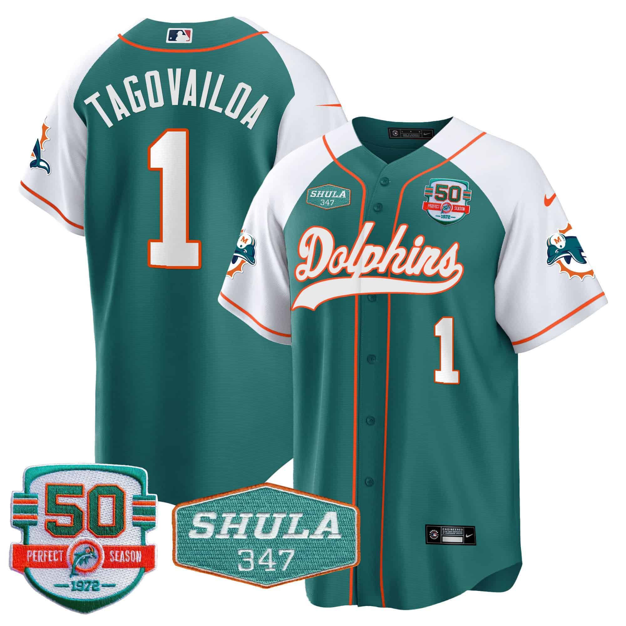 Men Miami Dolphins #1 Tagovailoa Green 2024 Nike 50th Don Shula Memorial Patch Baseball NFL Jersey->indianapolis colts->NFL Jersey